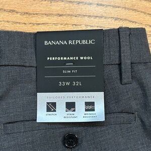 Banana Republic Pants Mens 33 Slim Fit Mozzoto Tessuto Wool Dress 33x32 nwt